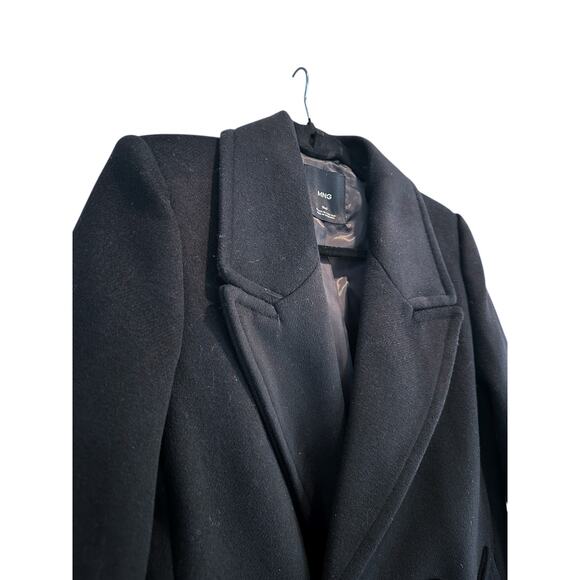 Mango Black Wool Long Peacoat Size XS - Picture 4 of 9